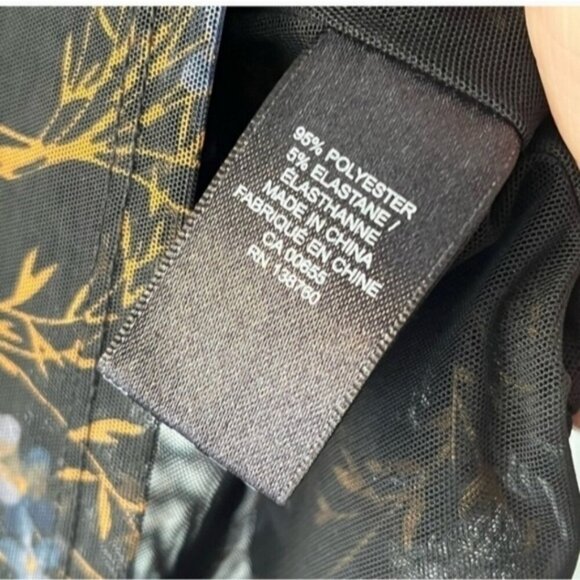 RW & Co. Mesh Flower Print dark blue longsleeve top - Picture 5 of 5